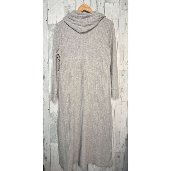 Soft Surroundings Loungy Lover Cozy Ribbed Hooded Jersey Midi Dress Sz. S - Picture 5 of 10